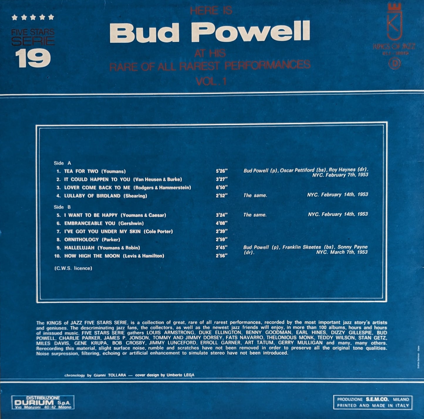Bud Powell - Here Is Bud Powell At His Rare Of All Rarest Performances Vol. 1